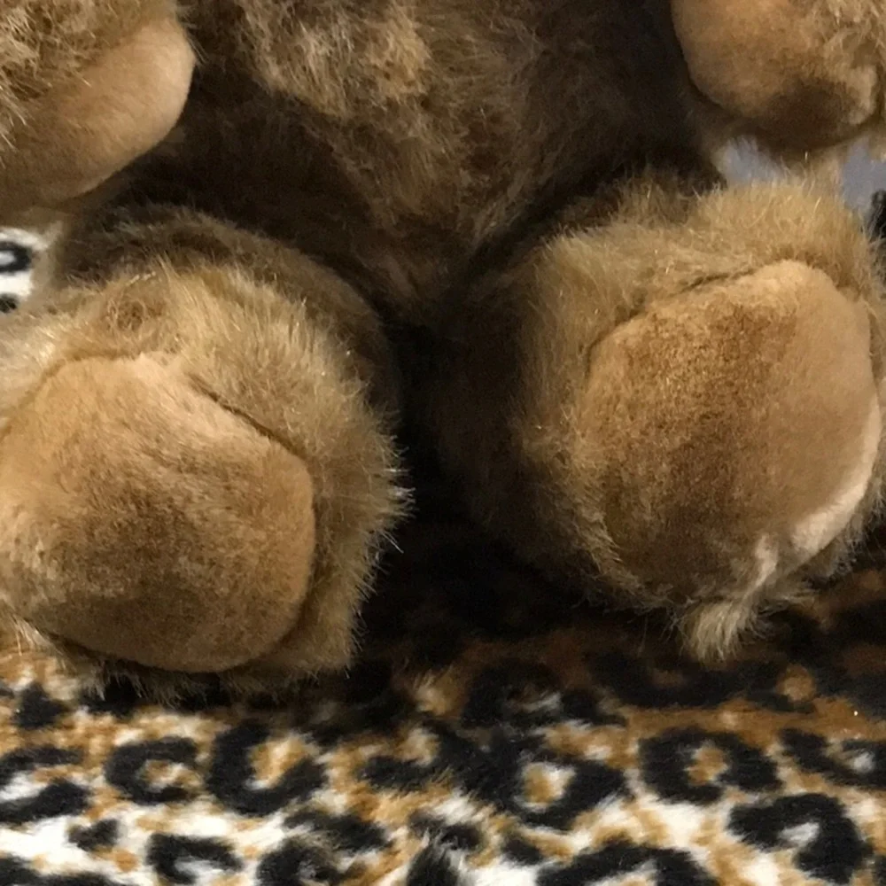 Cute plush faux fur Teddy bear 16 inches soft shiny yellow bow